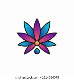 Flower logo design. Vector illustration of abstract lotus flower with water drop isolated on white background