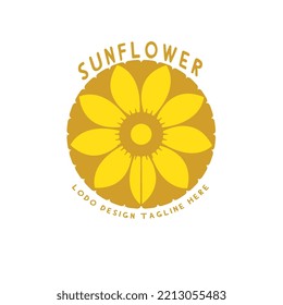 Flower logo design vector. sunflower Icon Universal flower logo, Vector Illustration. Abstract Retro floral design elements.