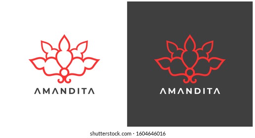 Flower logo design with white and black background, feminine floral logo template