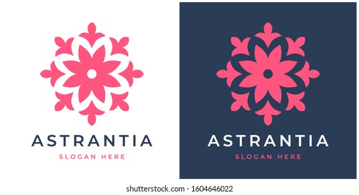 Flower logo design with white and black background, feminine floral logo template