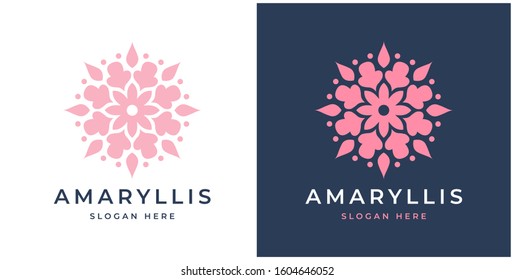 Flower logo design with white and black background, feminine floral logo template