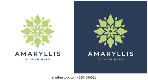Flower logo design with white and black background, feminine floral logo template