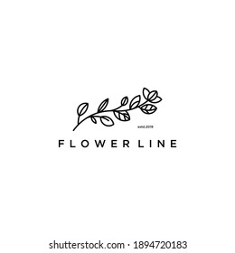 Flower Logo Drawn Minimal Lines Stock Vector (Royalty Free) 1894720183 ...