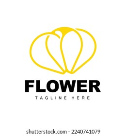 Flower Logo, Flower Garden Design With Simple Style Vector Product Brand, Beauty Care, Natural