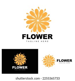 Flower Logo, Flower Garden Design With Simple Style Vector Product Brand, Beauty Care, Natural