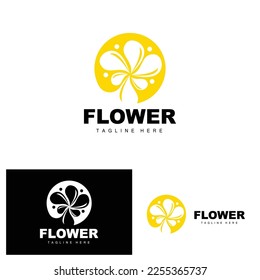 Flower Logo, Flower Garden Design With Simple Style Vector Product Brand, Beauty Care, Natural