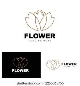 Flower Logo, Flower Garden Design With Simple Style Vector Product Brand, Beauty Care, Natural