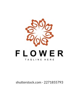 Flower Logo, Flower Garden Design With Simple Style Vector Product Brand, Beauty Care, Natural
