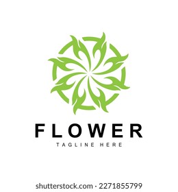 Flower Logo, Flower Garden Design With Simple Style Vector Product Brand, Beauty Care, Natural