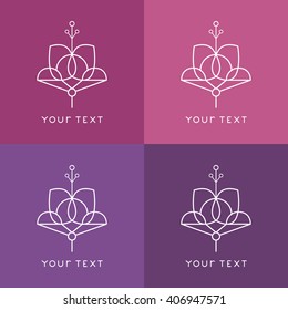 Flower logo, geometric, icon, flat, lines 