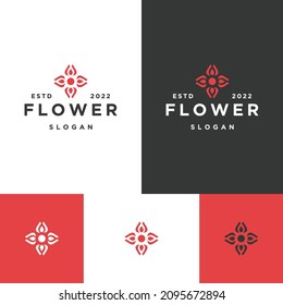 Plantilla de diseño de iconos de logotipo de flor