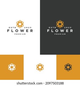 Flower logo icon flat design template 