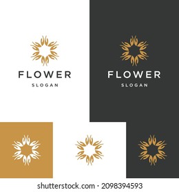 Flower logo icon flat design template 