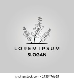 flower logo icon line art vector minimalist illustration design