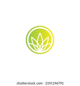 flower logo icon round shape initials O technology illustration
