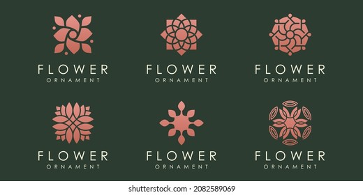logotipo de flor y conjunto de iconos. vector de plantilla de diseño.