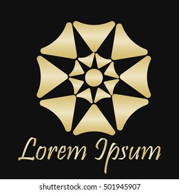 Flower Logo or Icon Template. Isolated. Gold. Luxury. Elegance.