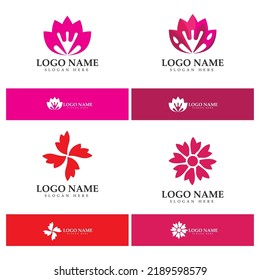  Flower logo icon vector illustration design template