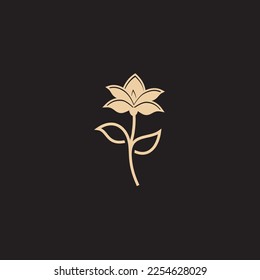 flower logo illustration. Floral wreaths. Botanical floral emblem with typography on black background