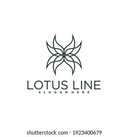 flower logo with line art simple concept for company busines. premium vektor