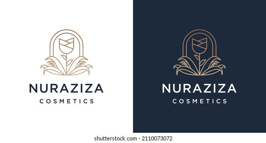 flower logo with line art style