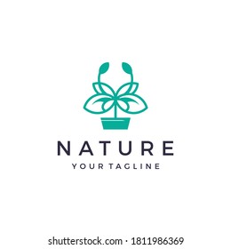 flower logo with line style. The logo can be used for salon, beauty, spa, boutique.
