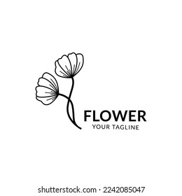 flower logo line vector template.