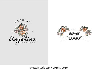 Flower logo modern art vintage retro creative vector pack