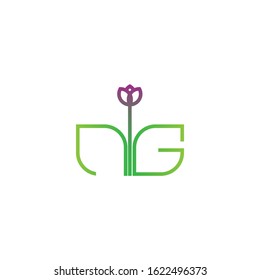 flower logo with N and G letter initial on the leaf