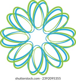 Flower logo, nature, flower, logo, logotype, Christmas, spring, summer, season, ornament, frame, green, eco, ecology, star, star-shaped, angular, lines, circles, circular