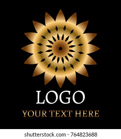 Flower logo on black background