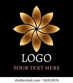 flower logo on black background