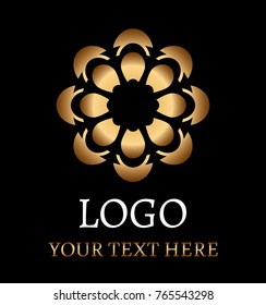 flower logo on black background