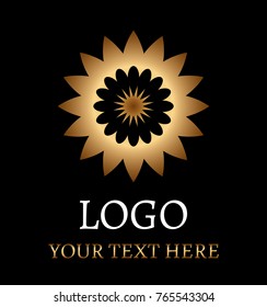 flower logo on black background