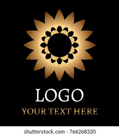 flower logo on black background