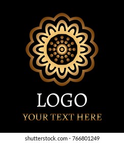 Flower logo on black background