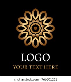 Flower logo on black background