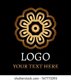 Flower logo on black background