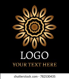 Flower logo on black background