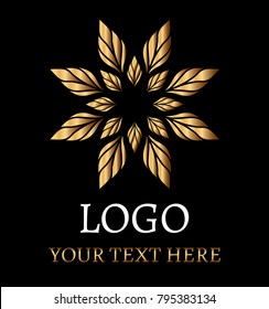 Flower logo on black background