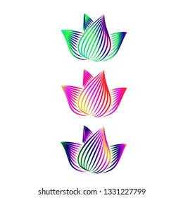 flower logo options, multi-colored logo, repeating lines flower