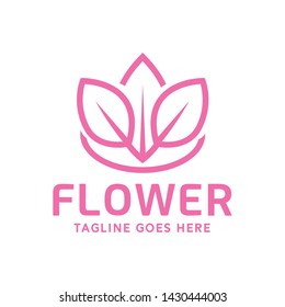 Flower Logo For Rose design with Pink Color vector concept and Floral icon. Lotus logo for Yoga, Spa, Fashion, Botique, Salon, Cosmetic, Company and Business.
