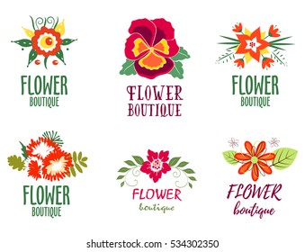 Flower logo Set  Isolated On white Background - Vector Illustration, Graphic Design Editable For Your company, for a wedding shop, floral boutique, beauty salon