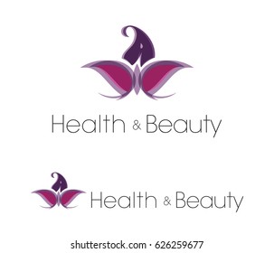 Flower logo set with placeholder text. Spa, salon, health and beauty business  logotype or art illustration design element.