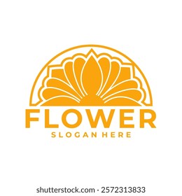 flower logo template design, gold flower logo design emblem