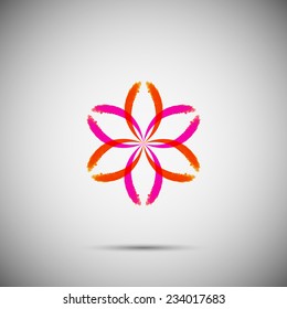 Flower  logo  template. Floral  Emblem symbol for salon,ayurveda medicine, shop . Watercolor brush strokes shape