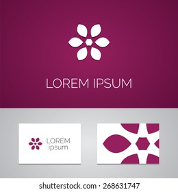 flower logo template icon design elements with business card  