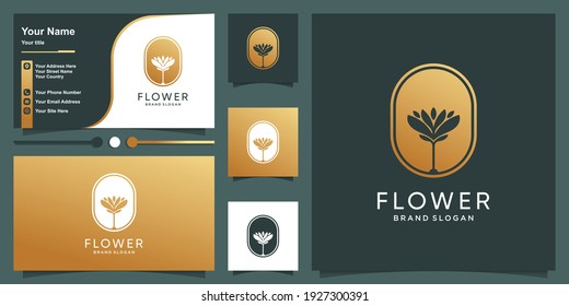 Plantilla de logotipo de flores con estilo único y moderno y diseño de tarjetas de visita Premium Vector