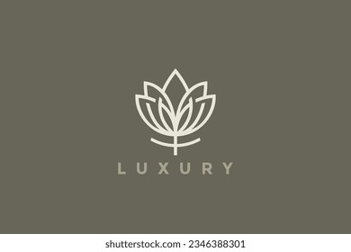 Flower Logo Tulip Abstract Liear Outline Vector Design.
Elegant Fashion Jewelry Cosmetics Logotype concept icon.