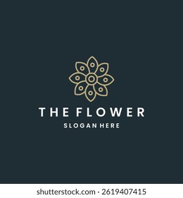 Estilo de la ilustración del icono del Vector del logotipo de la flor